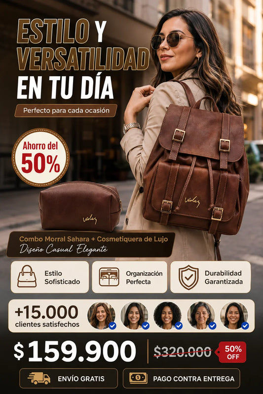 Combo Morral Sahara + Cosmetiquera de Lujo – Diseño Casual Elegante